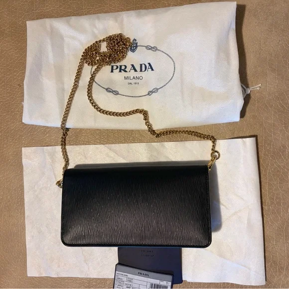 Prada Black Saffiano Leather Mini Bag with Gold hardware - Picture 6 of 10